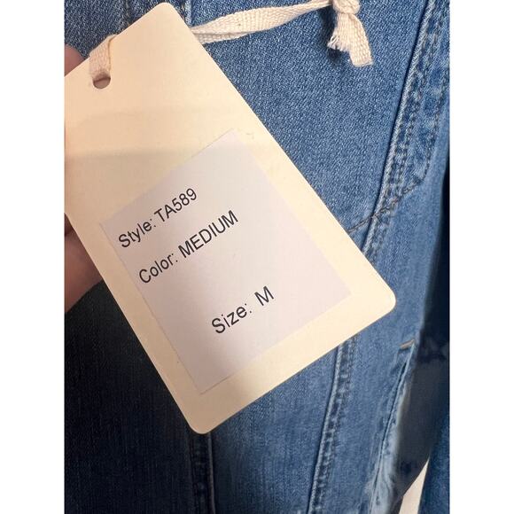 L.T.J Letter to Juliet Ombre Dip Tie Dye Denim Jean Jacket Blue Women's M NWT - Picture 5 of 10